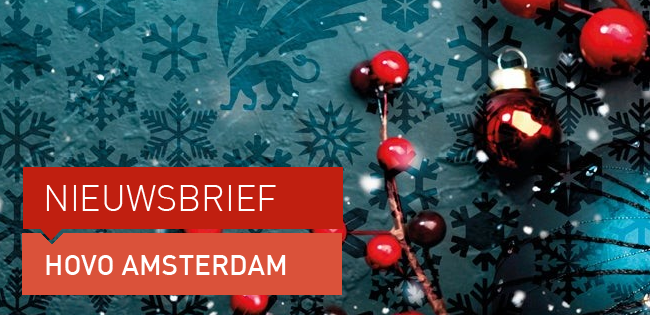 Kerstbanner met sneeuw HOVO Amsterdam nieuwsbrief