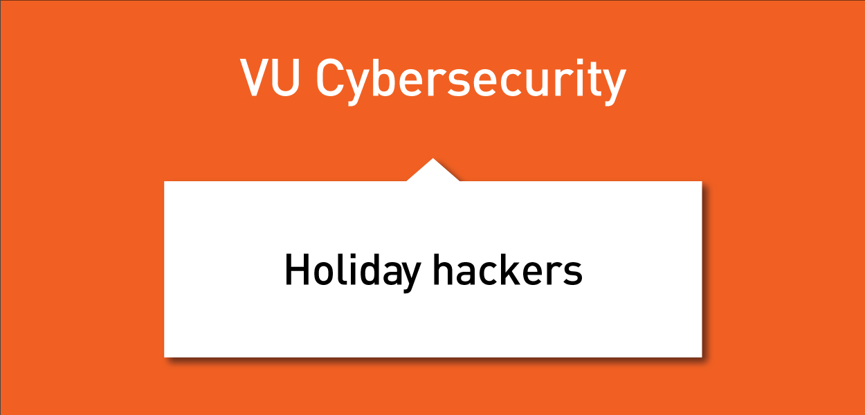 banner in vu huisstijl met tekst 'holiday hackers'