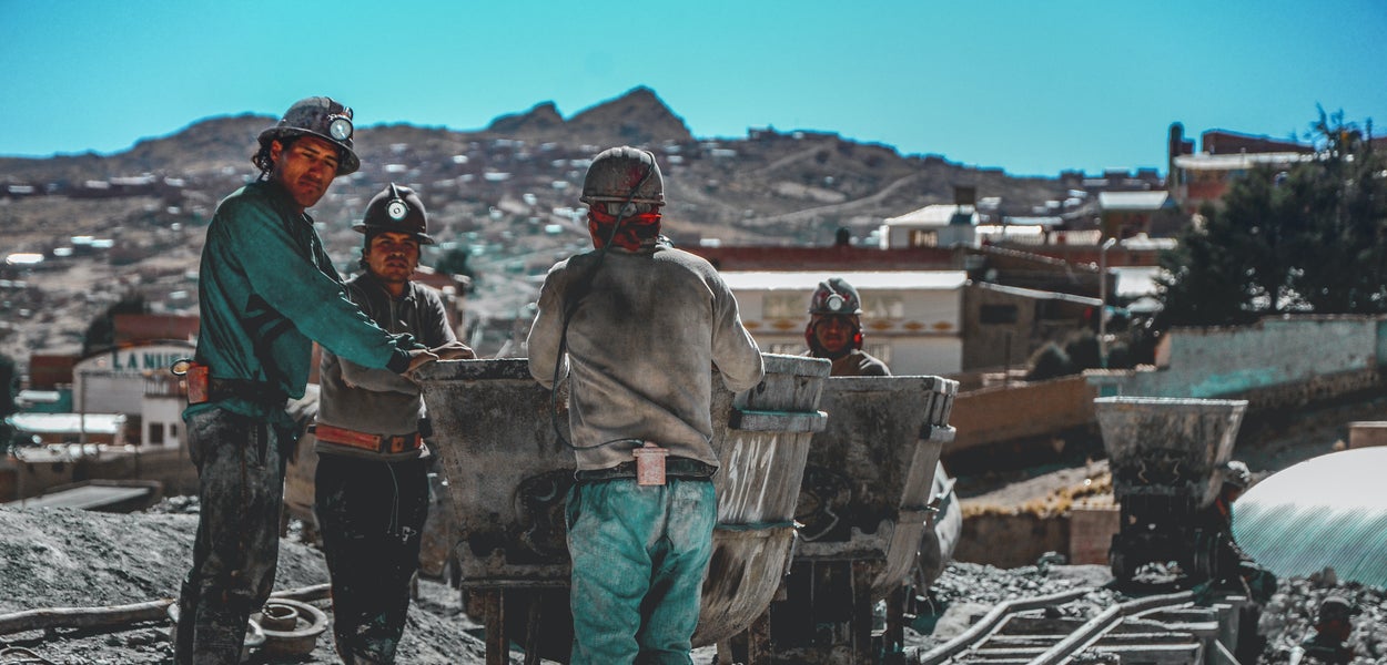Mijnwerkers in Bolivia
