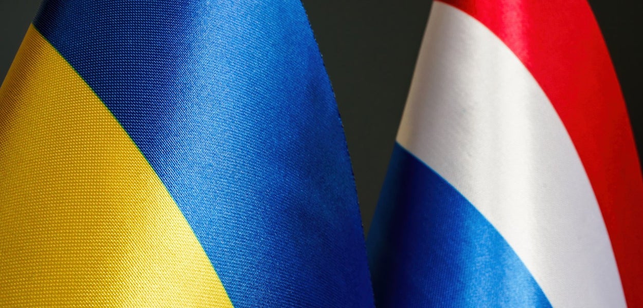 Ukrainian and Dutch flags