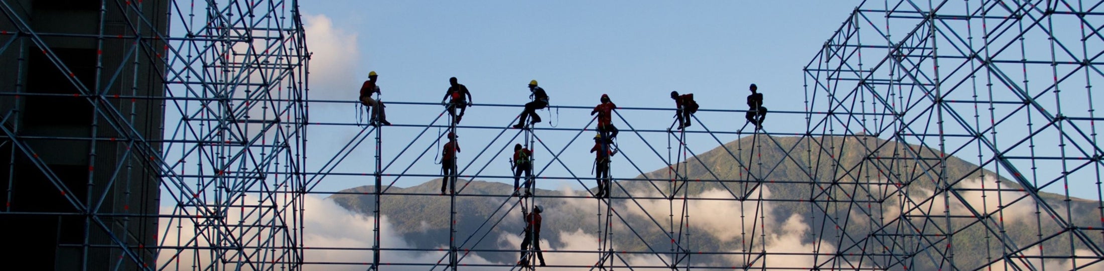People at work on a scaffolding