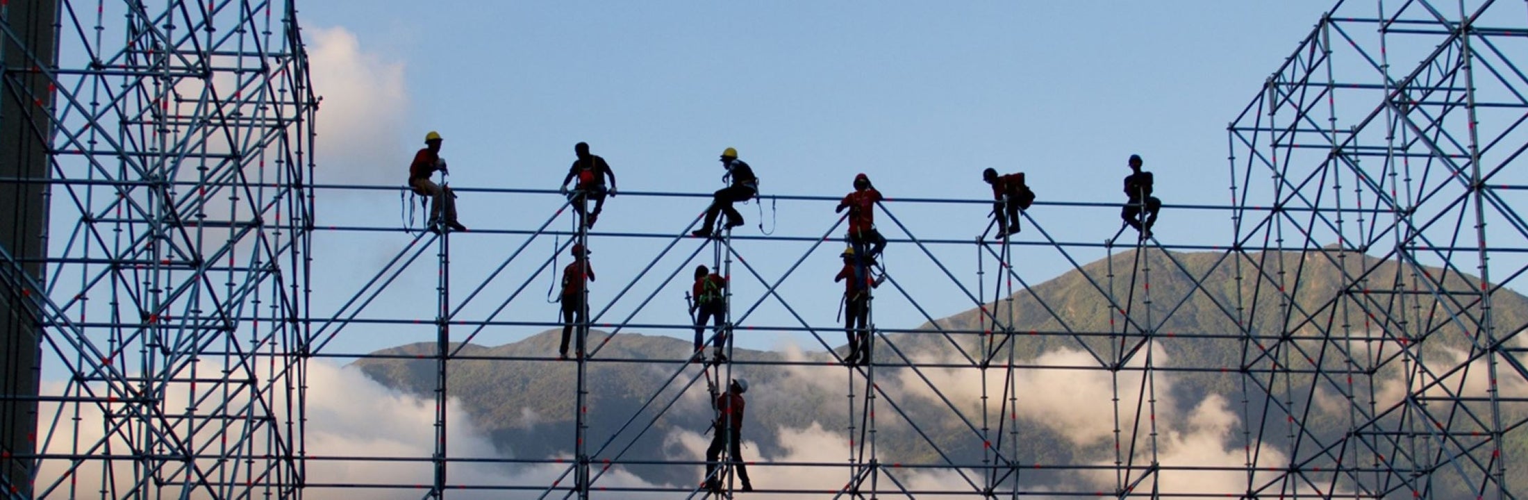 People at work on a scaffolding