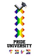 Logo voor Pride University, de alliantie van LGBTQ+ netwerken van het Amsterdamse hoger onderwijs.