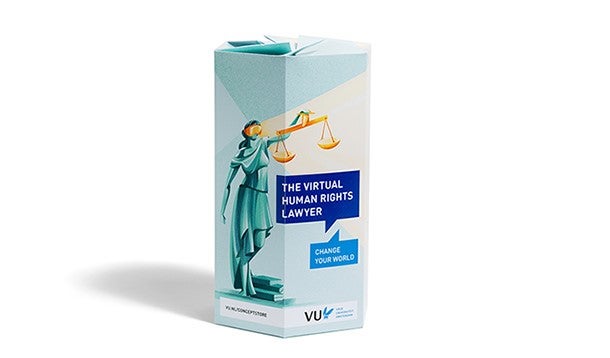 Table card with the text The Virtual Human Rights Lawyer
