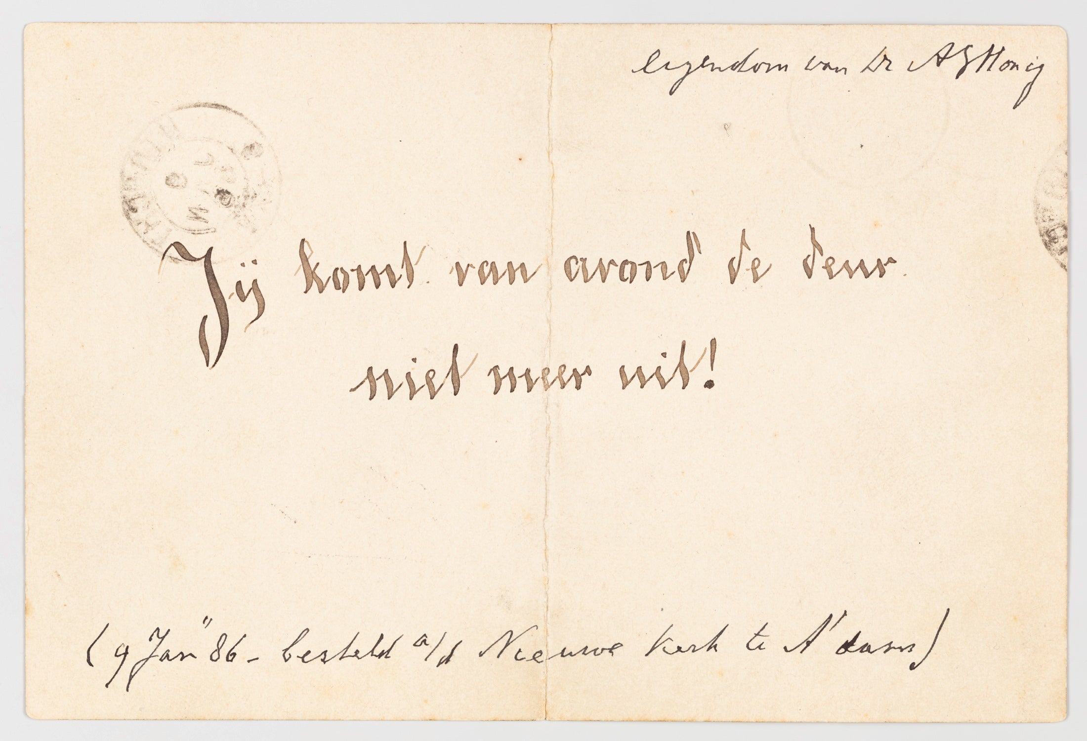 Een dreigtweet anno 1886. Brief uit het Abraham Kuyper archief (154) 