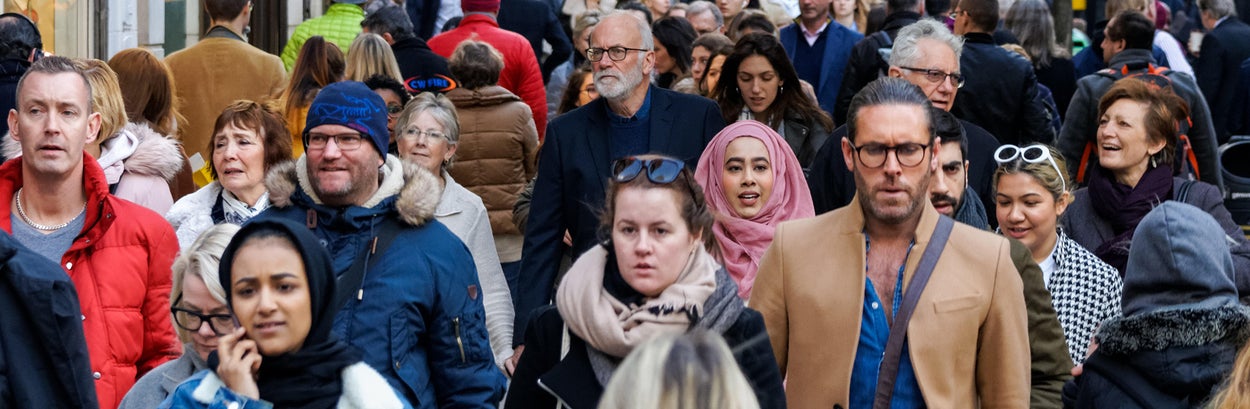 A diversity of people in a shopping street