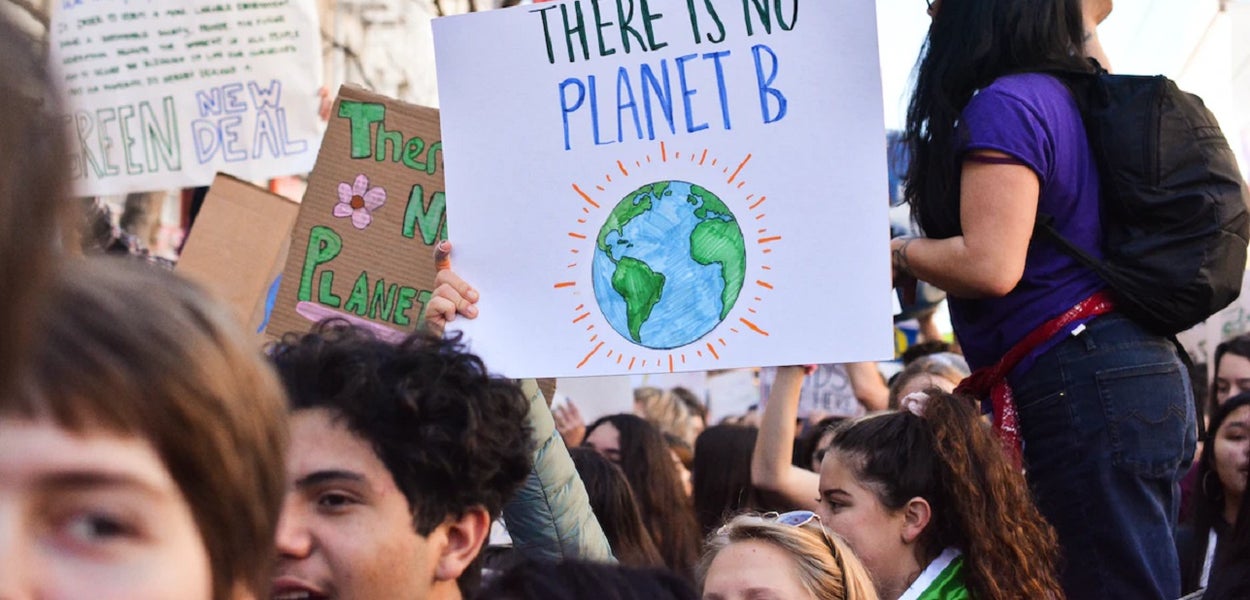 young people protesting in climate march