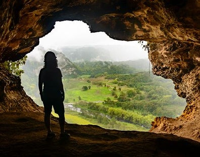 woman in cave