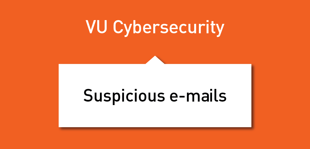 Suspicious emails banner in VU housestyle